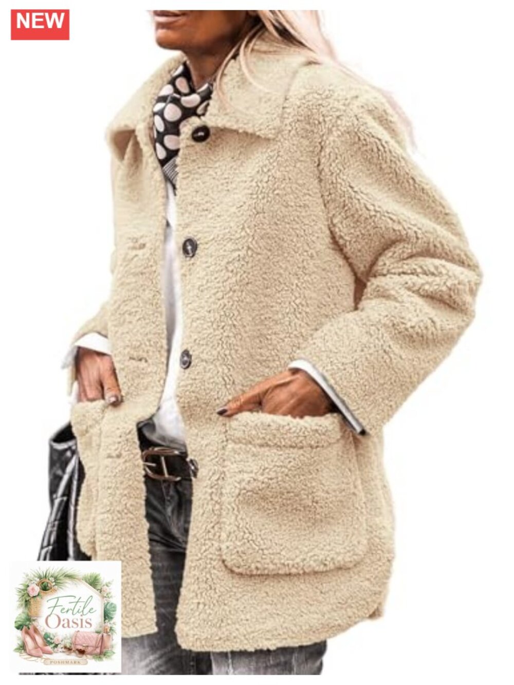 Women's Fleece Sherpa Coat Winter Teddy Jacket
